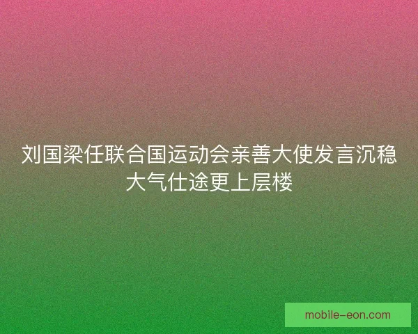 刘国梁任联合国运动会亲善大使发言沉稳大气仕途更上层楼