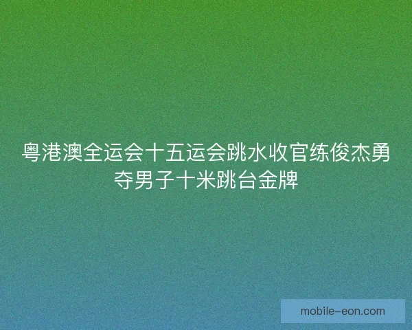 粤港澳全运会十五运会跳水收官练俊杰勇夺男子十米跳台金牌